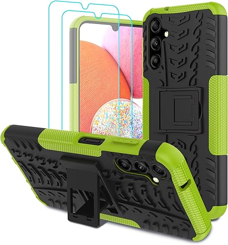 Funda para Samsung Galaxy A14 4G5G con 2 protectores de pantalla, grado militar, a prueba de golpes, resistente, resistente, con función atril para