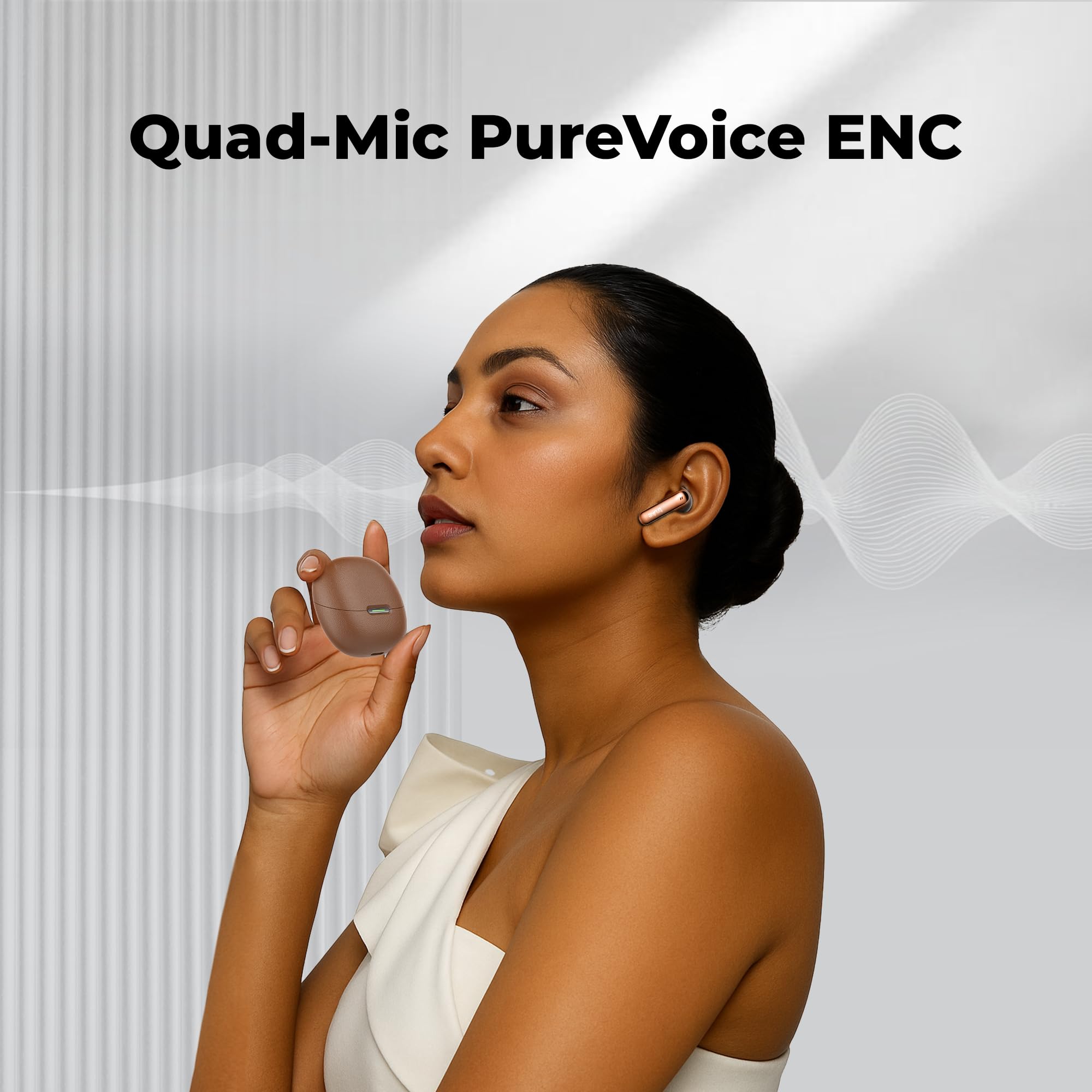 truke New Launch Mega 7 True Wireless in-Ear Earbuds w/ 24-Bit 360 Spatial Audio, 60H Playtime & Fast Charging Buds, Dual Pairing, 40ms Low Latency TWS, 4-Mic ENC, Made in India-(Coffee Brown) — Amazon image 7