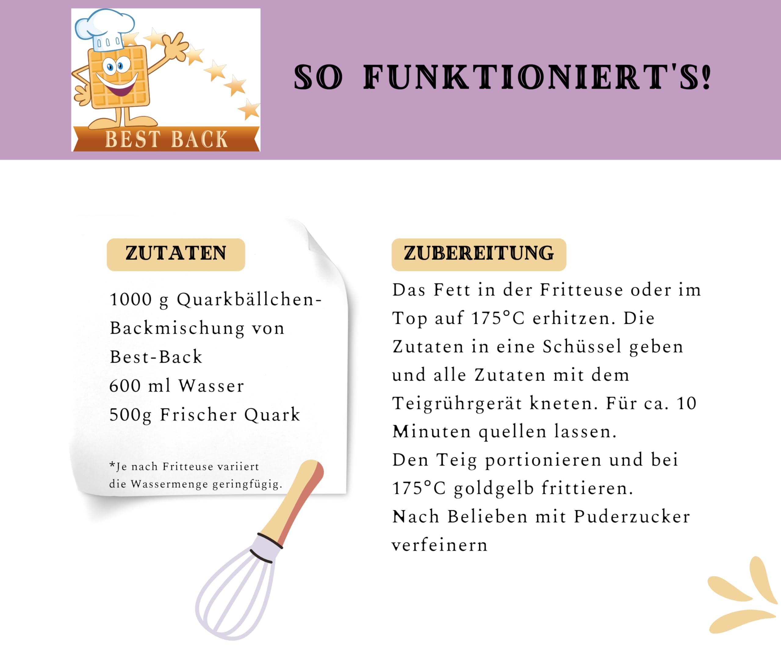 BEST BACK Quarkbällchen Backmischung 5 kg, 5er Pack (1 kg)