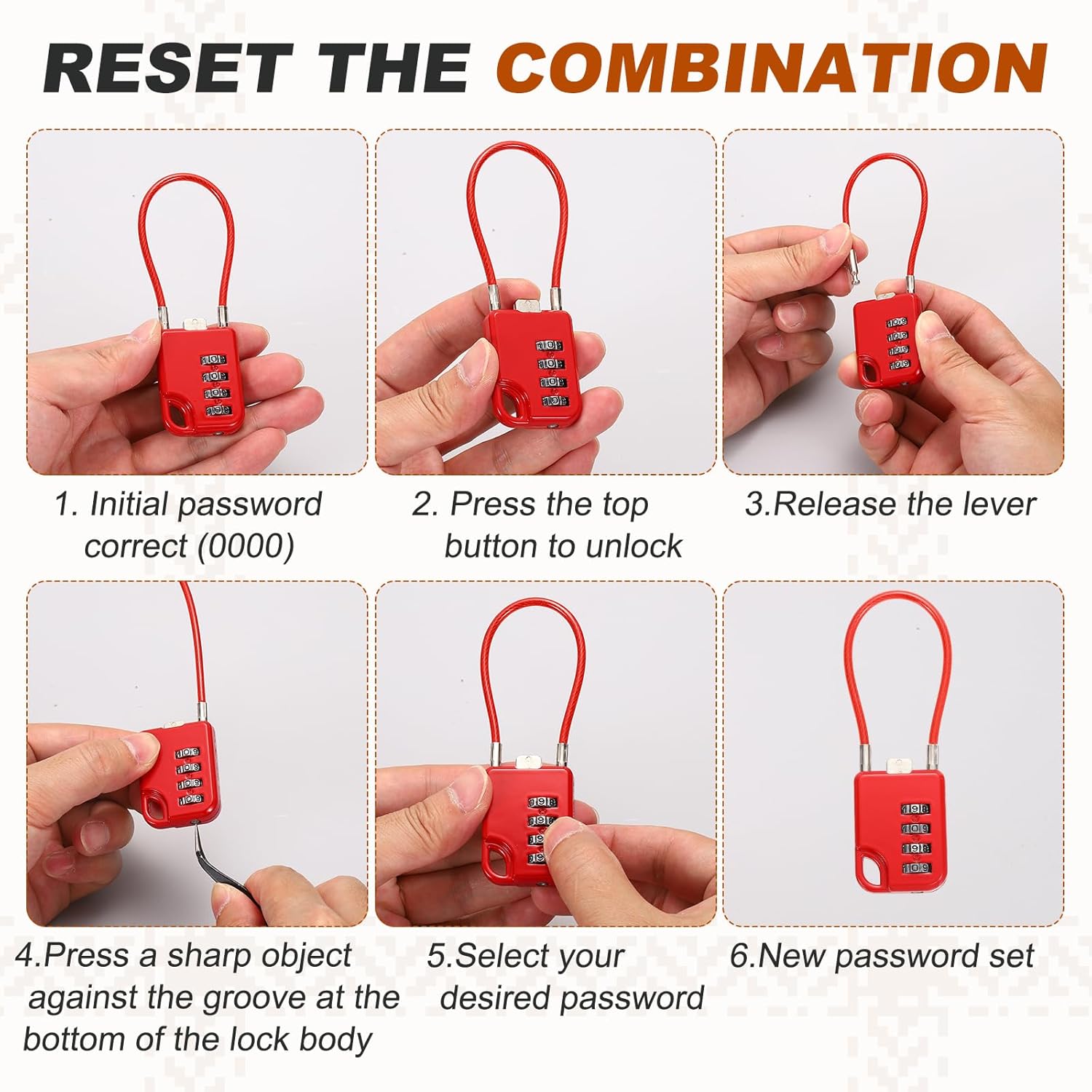 PATIKIL Combination Padlock (5.3 Inch, Red) (3 Pcs), 3-Digit Combo Padlock Luggage Locks with Coated Steel Wire Rope, Suit for Gym Locker/Fence/Storage/Backpack/Toolbox/Cabinets