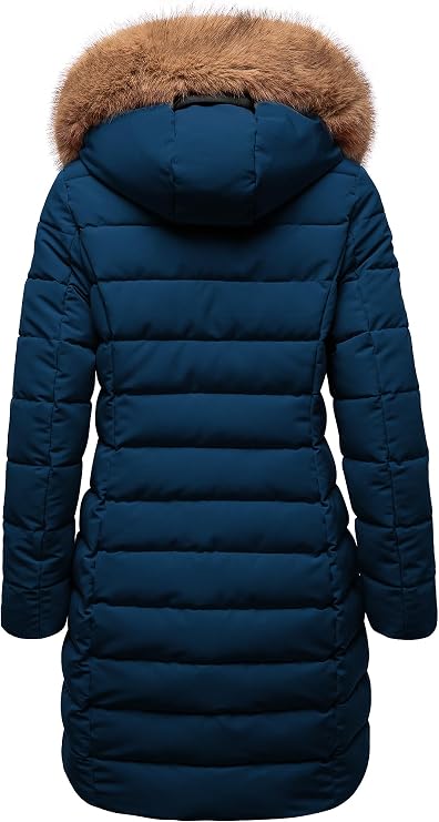 REPUBLIX Damen Gefütterte Dicke Glanz Winter Jacke Mantel Parka mit Kapuze RJ-8015