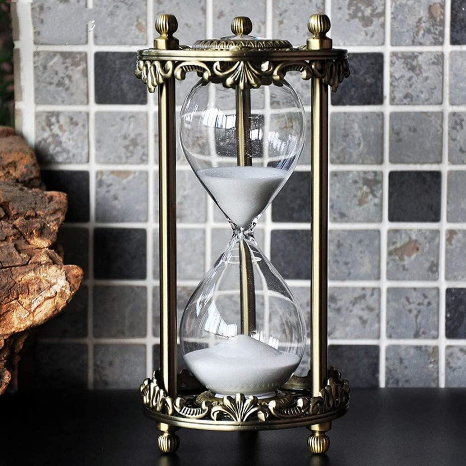 Antike Sanduhr Zeitmesser Stundenglas 30 Minuten Metall-Sanduhr Vintage Messing Weiß Sand Uhr Sanduhr Zeitmesser Stündenglass Sanduhr Groß Sanduhren Schreibtisch Vintage Sanduhr
