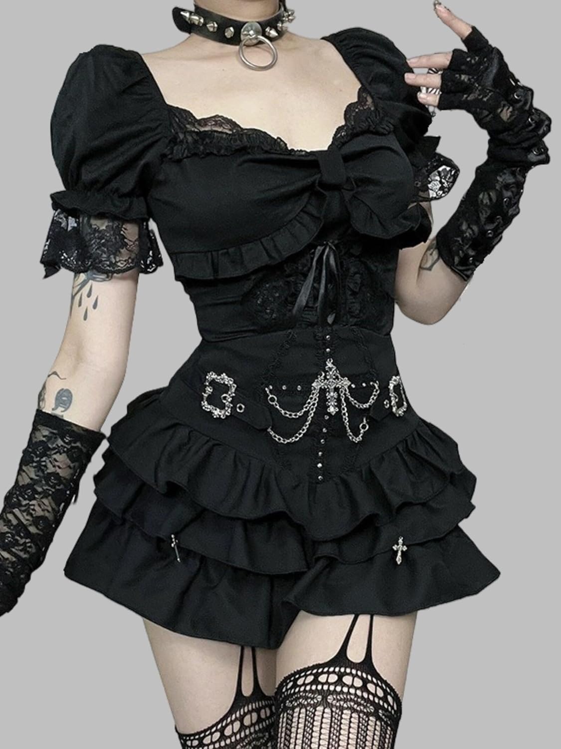 Goth Skirt for Women Lace Up Y2k Grunge Mini Skirts High Waist Punk Flare Skirts Festival Vintage Halloween