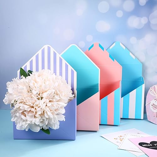 Miniatura 3 de Zonon Caja de embalaje de ramo de floristería de 4 piezas, suministros de envoltura de flores, cajas de embalaje de papel para almacenar flores,