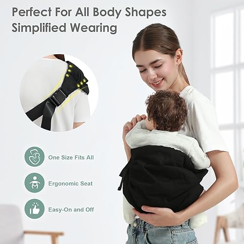 Miniatura 2 de Portabebés para bebés con correa ancha para el hombro, portabebés ligeros para recién nacidos a niños pequeños, perfectos para mamá y papá, 7-30