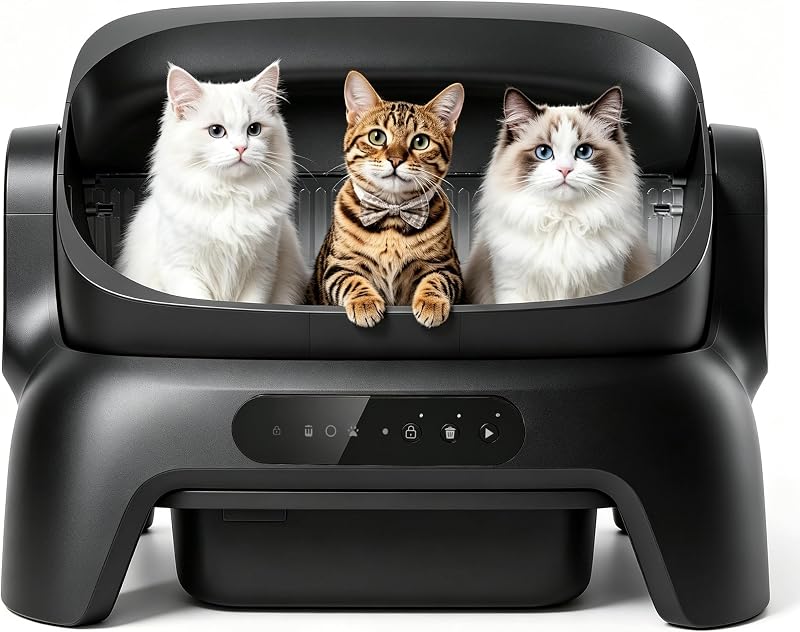 Automatic Cat Litter Box Self Cleaning | Open Top Extra Large Design with Advanced Infrared Anti-Pinch Tech, Leak-Proof & Odor-Free, Smart App Control