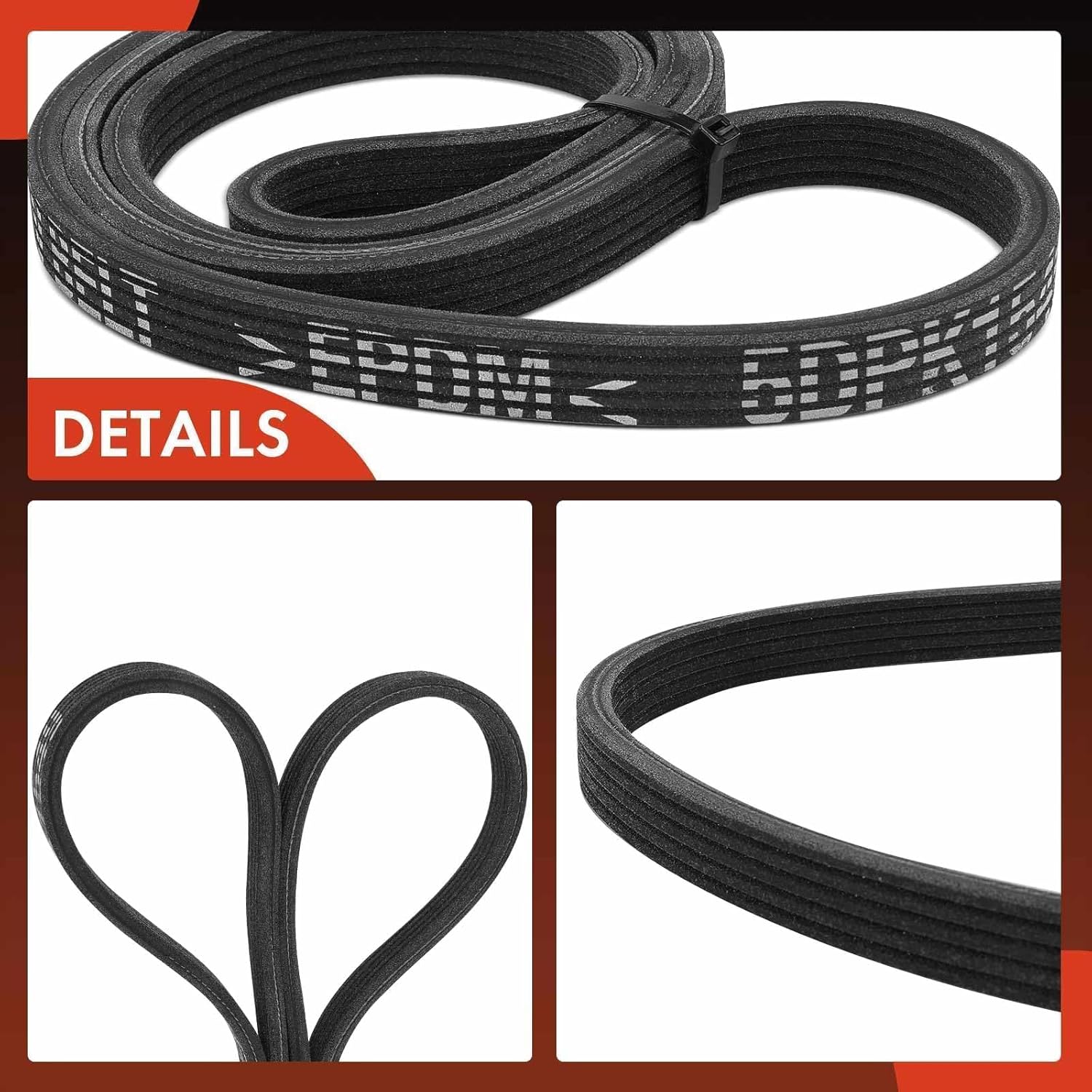 A-Premium 61.01 Inch Dual-Sided Serpentine Drive Belt Compatible with Volkswagen Jetta 2012-2014, Passat 2012-2014, Beetle 2006-2010 2012-2015 & Cadillac SRX 2004-2009, STS 2005-2010, Gas Only