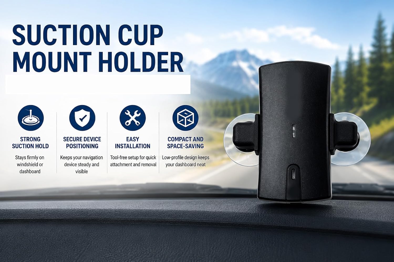 Suction Cup Mount Holder Compatible with Garmin GLO 2 GPS Receiver, Dashboard Windshield Mount Bracket, Stable Car Navigation Holder with Strong Grip (Black) image 2