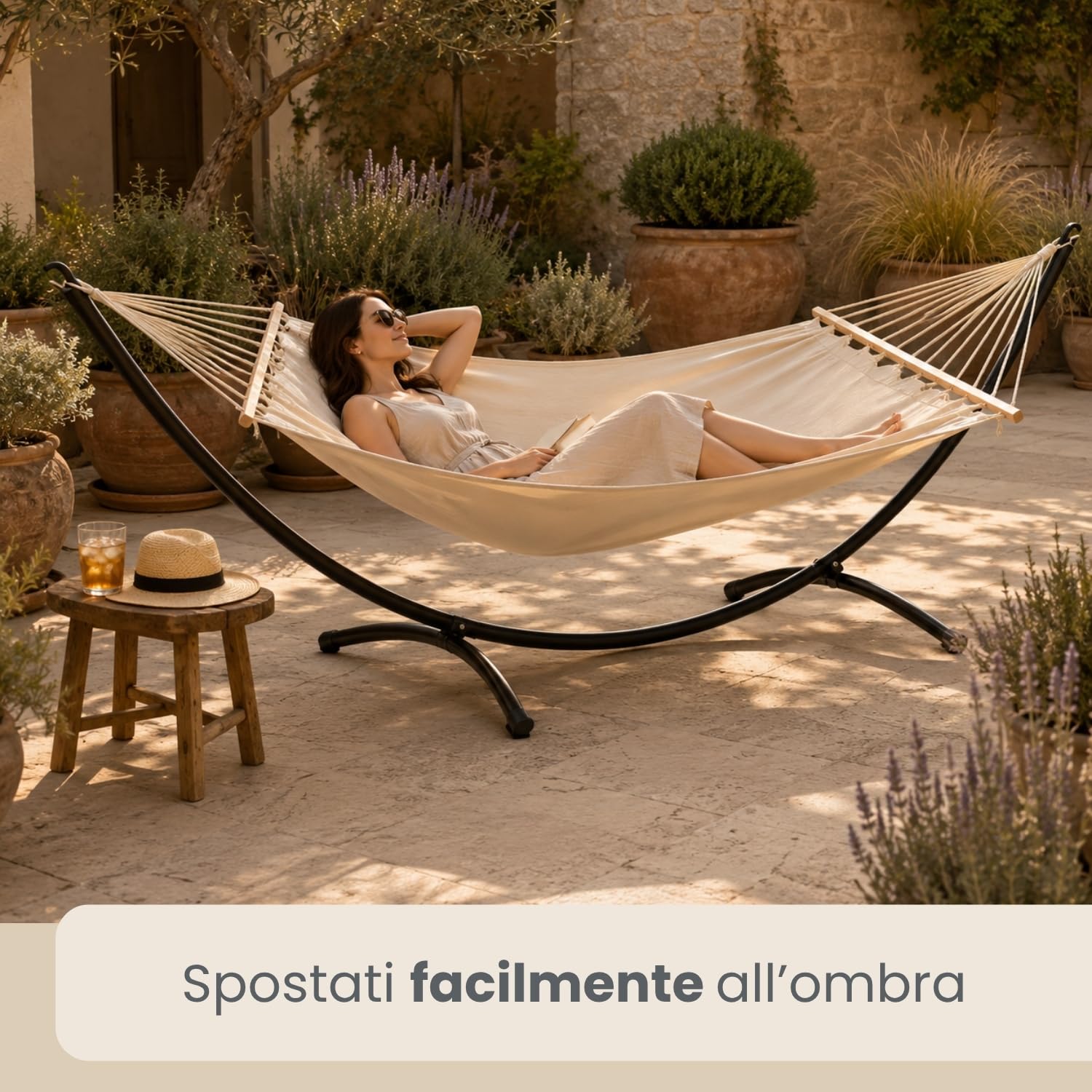 AMANKA 300 x 100 cm, telaio per amaca da esterni, fino a 120 kg, resistente alle intemperie, in metallo, per altalena, per amaca