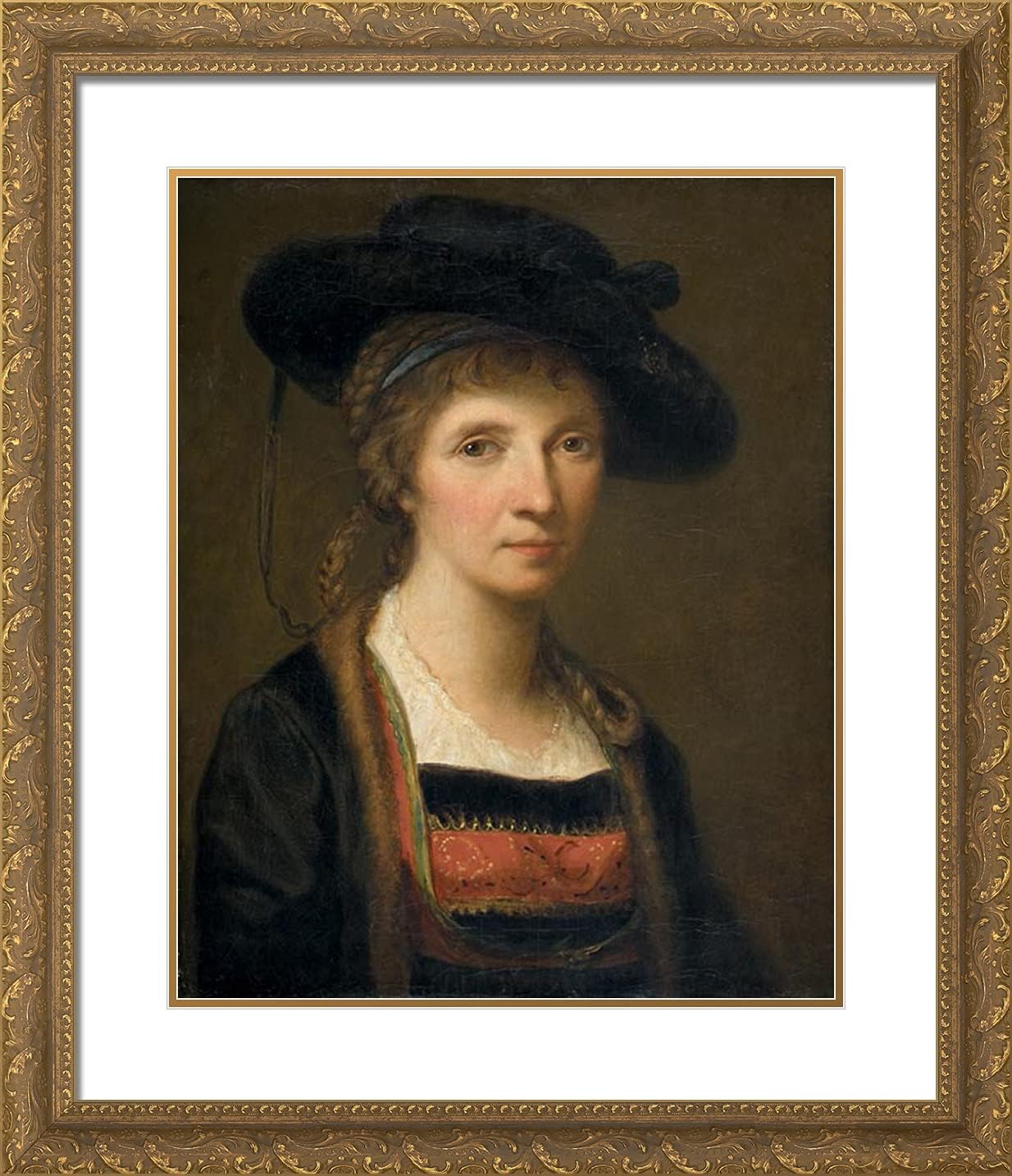 ArtDirect Kauffman, Angelica 20x23 Gold Ornate Framed Art Print with Double Matting Titled: Self Portrait