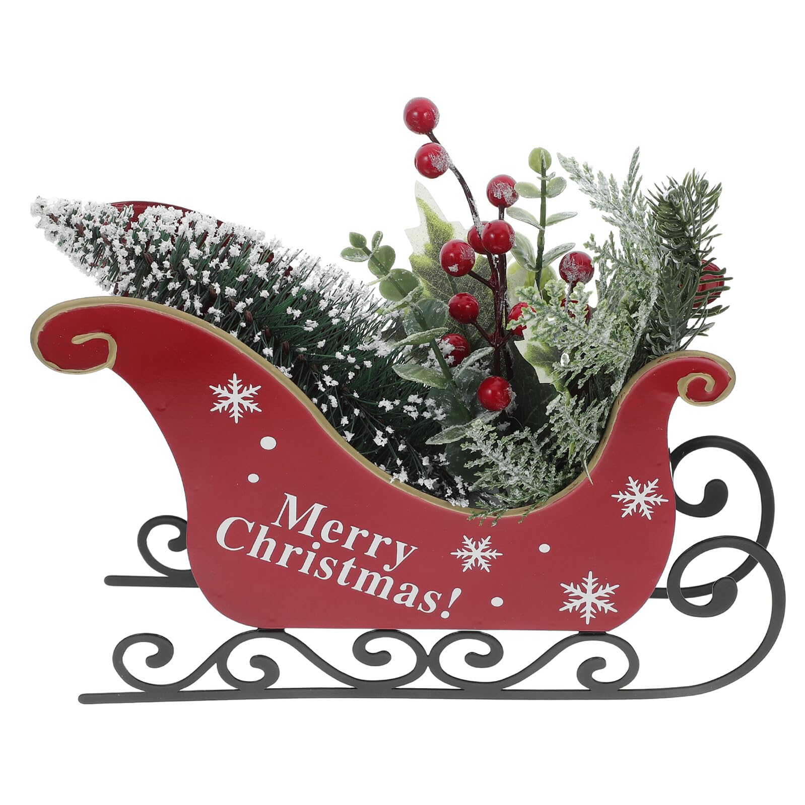 Traîneau de Noël en fer forgé pour centre de table de maison
