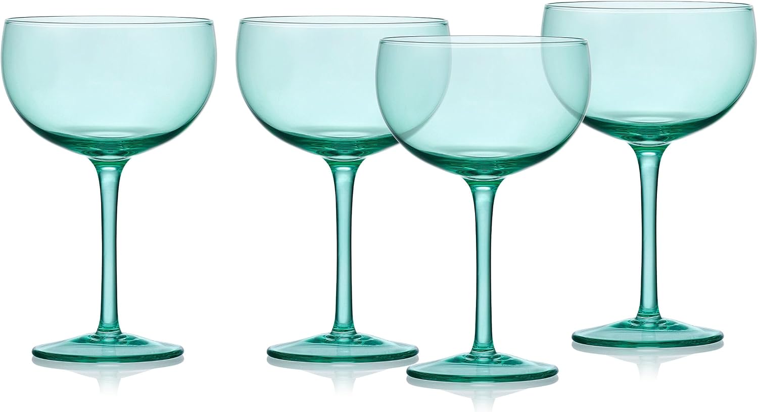 Darbie Angell Vibrance Coupe Glasses Set of 4, Elegant Cocktail Glassware, Champagne, Martini, or Dessert Drinkware, 11.75 Ounce, Teal