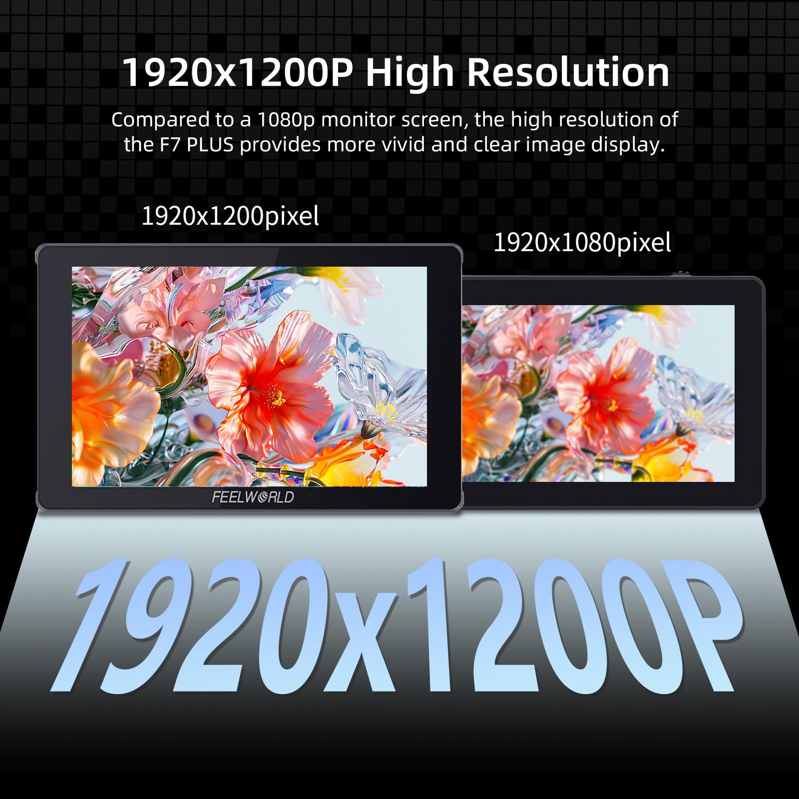 Feelworld F7 Plus 7-calowy ekran dotykowy do aparatu DSLR, monitor F970 z zewnętrzną płytą z uchwytem, zestaw akcesoriów z baterią, 4K HDMI 1920x1200, ulepszony 3D LUT, Waveform, VectorScope