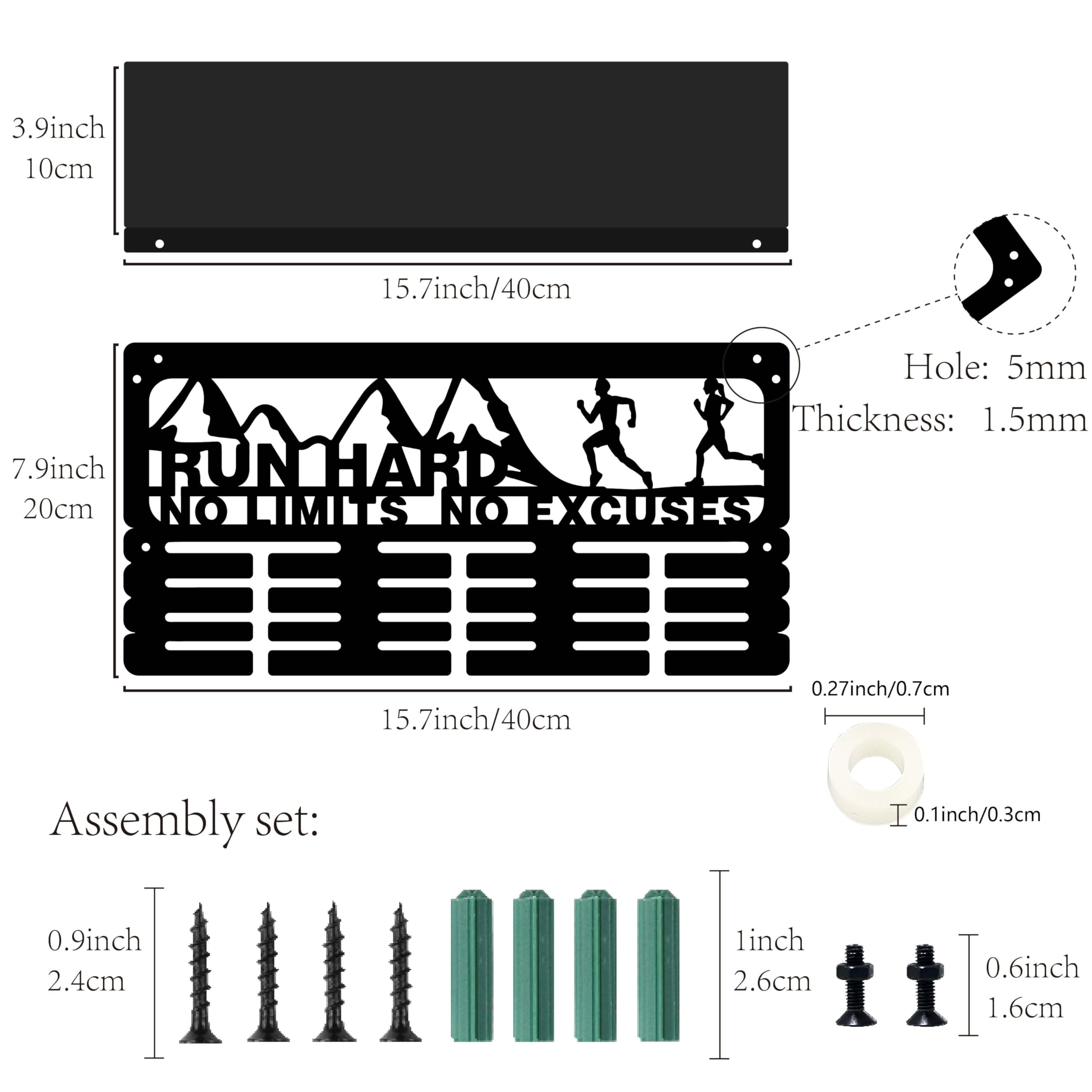 CREATCABIN Soporte para Medallas Correr,Estante para Trofeos,Colgador Medallas Soporte para Estante,Deportes,4 Fila,Montaje En Pared,Soporte para Hombres,Gimnasia,Fútbol,Correr,40x20x10 cm — view 2