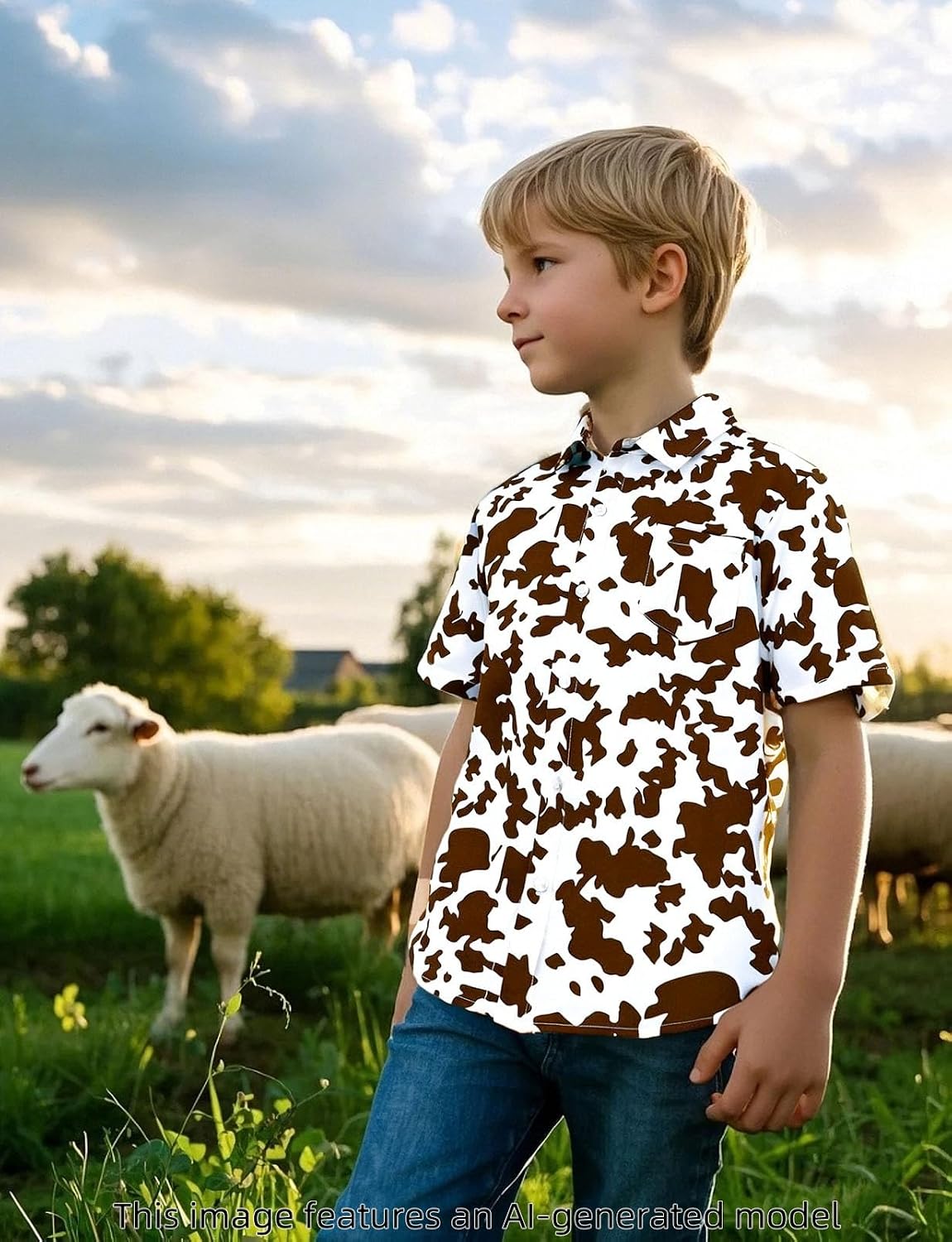 COSLAND Boys' Animal Print Hawaiian Shirt Kids' Novelty Button Down Shirt, X-Small-Large