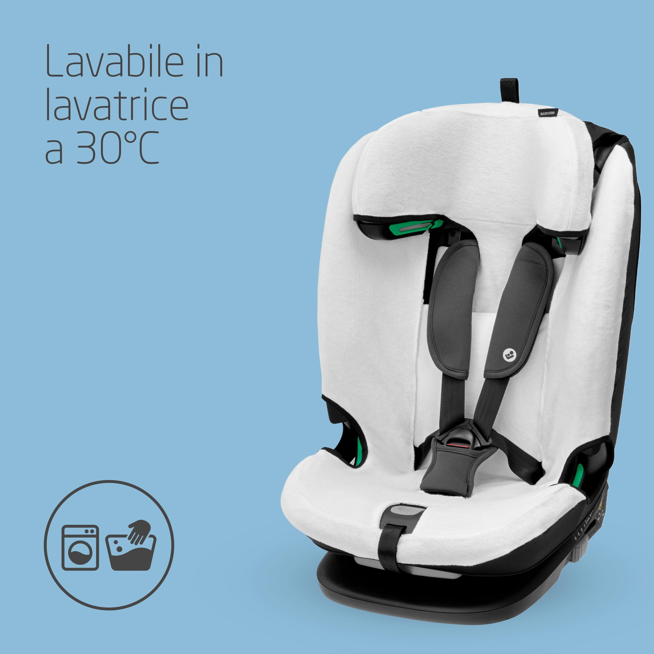 Maxi-Cosi Titan plus I-Size Rivestimento Seggiolino Auto, Fodera Estiva in Cotone, Copriseggiolino Auto per Bambini, 100% Cotone Naturale Traspirante, Lavabile in Lavatrice, Bianco Naturale