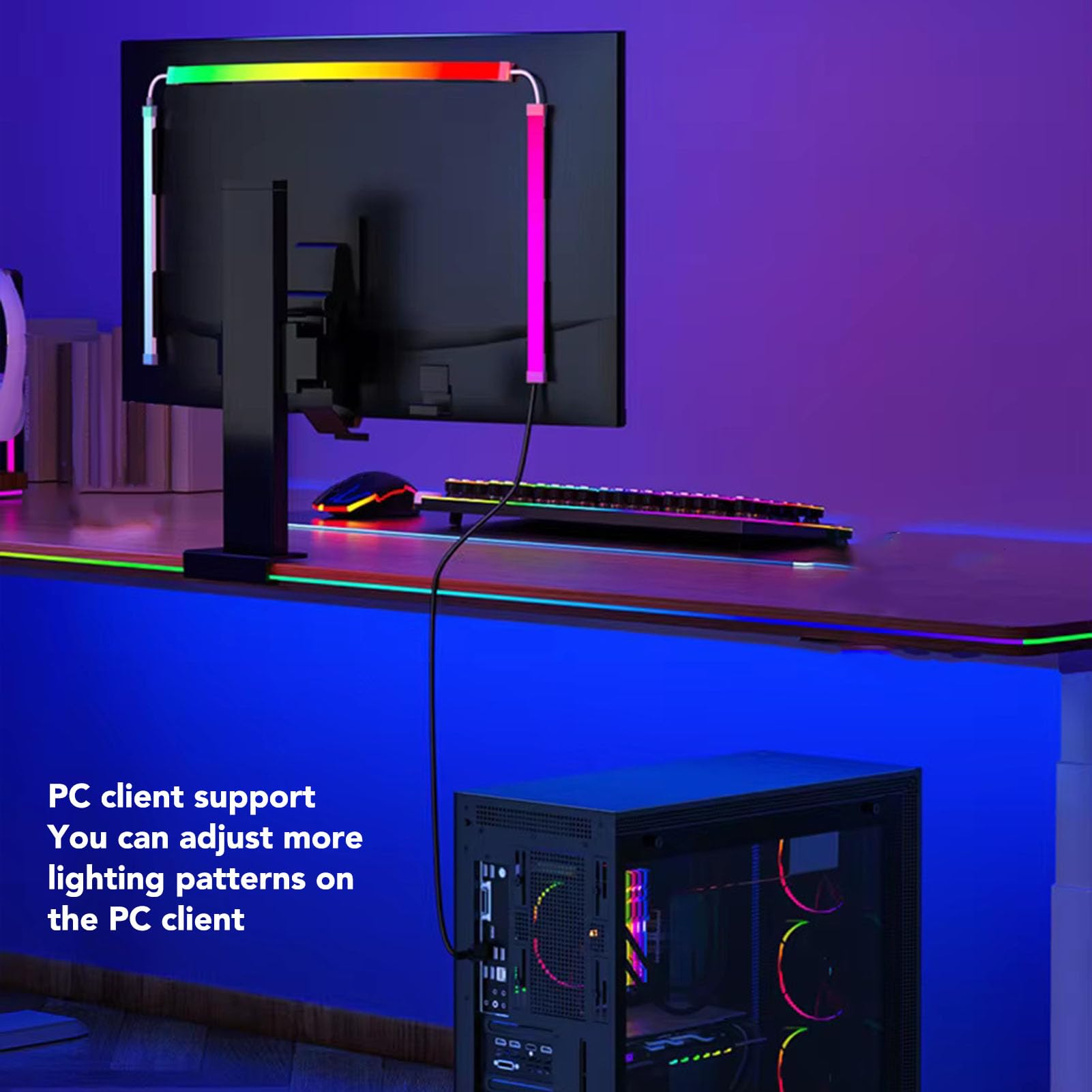 Garsent Striscia a LED Schermata del Computer Luce, RGB PC Schermo Sincronizzazione Retroilluminazione per Display Desktop da 32 Pollici, Riconoscimento del Colore dello Schermo Multi