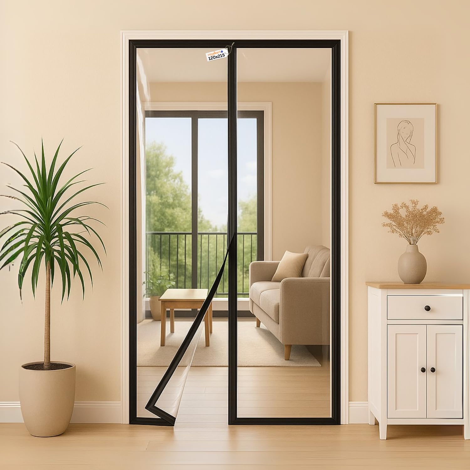 Royalkart® Transparent Insulated Door Curtain-Magnetic Thermal Screen Door Self-Closing Privacy Screen Door Hands Free for Shops, Kitchen, Bedroom, AC- Room, Fits Doors up to (47" x 85"/120*215 CM).-image-40