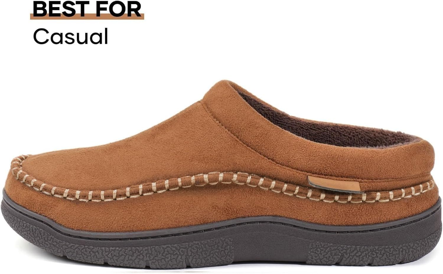 Zigzagger Men's Slip On Moccasin Slippers, Indoor/Outdoor Warm Fuzzy Comfy House Shoes, Fluffy Wide Loafer Slippers - Image 5