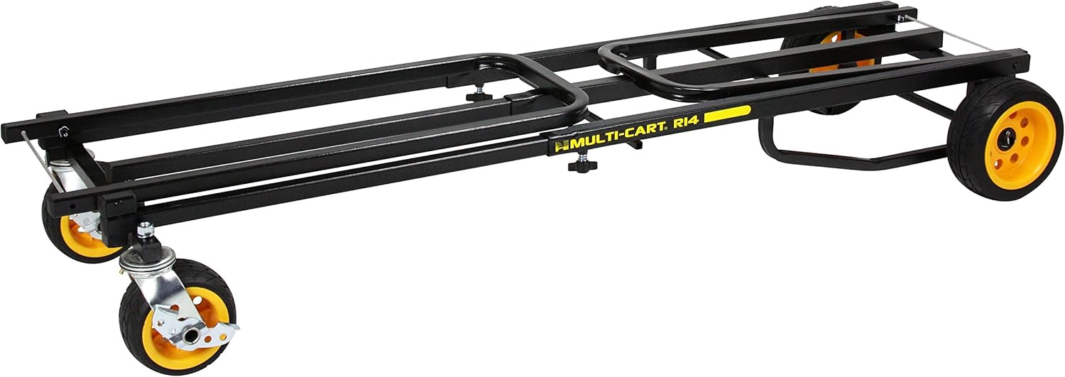 Rock-N-Roller R14G (Mega Ground Glider) 8-in-1 Folding Multi-Cart/Hand Truck/Dolly/Platform Cart/42" to 60" Telescoping Frame/700 lbs. Load Capacity, Black : Industrial & Scientific