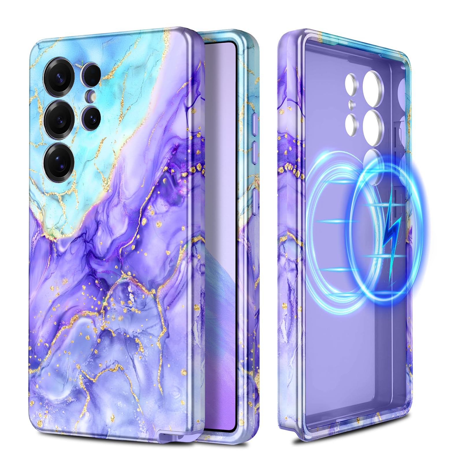 Casetego for Galaxy S25 Ultra Case,Compatible with MagSafe,[Military Grade Drop Test] Full Body Protection Slim Shockproof Rugged Marble Women Case