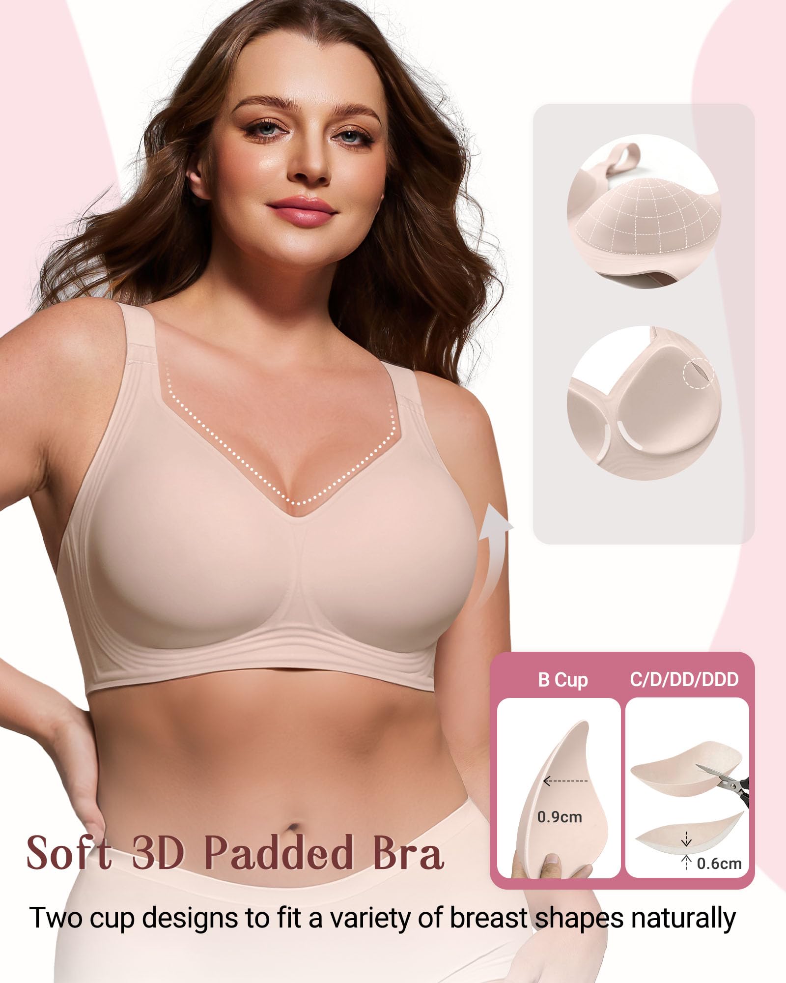 As Fairy As Fairy Full Coverage Bras for Women No Underwire Supportive Wireless Plus Size Bra Seamless Comfort Bralette in use