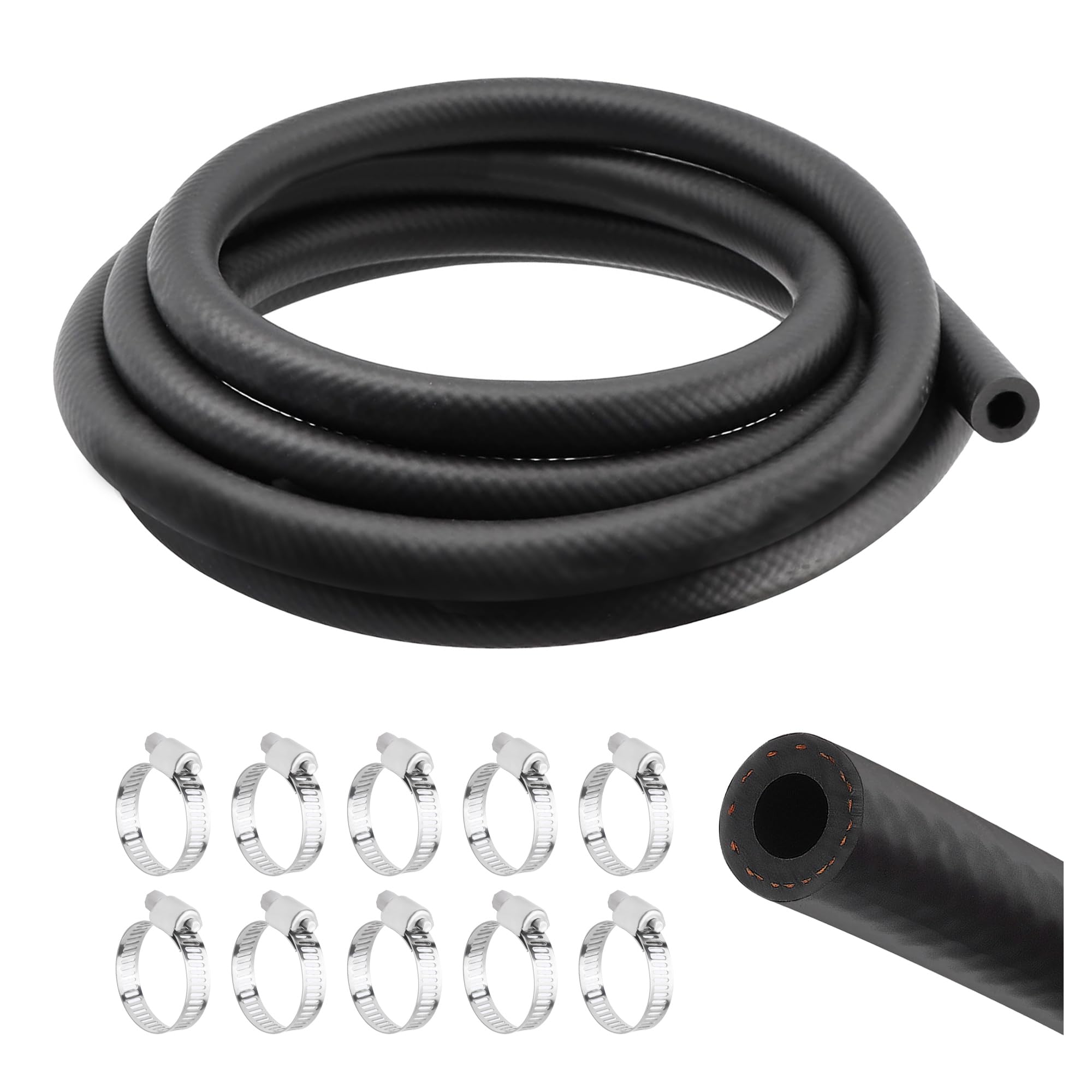 5/16" Fuel Line Hose Tool Kit,NBR Fuel Hose 10Ft with 10 Steel Fuel Line Clamps 300 PSI for Replace Small Engine Fuel Line,Versatile Car Accessories Gas Line Hose for PCV Systems (5/16 inch)-image-23