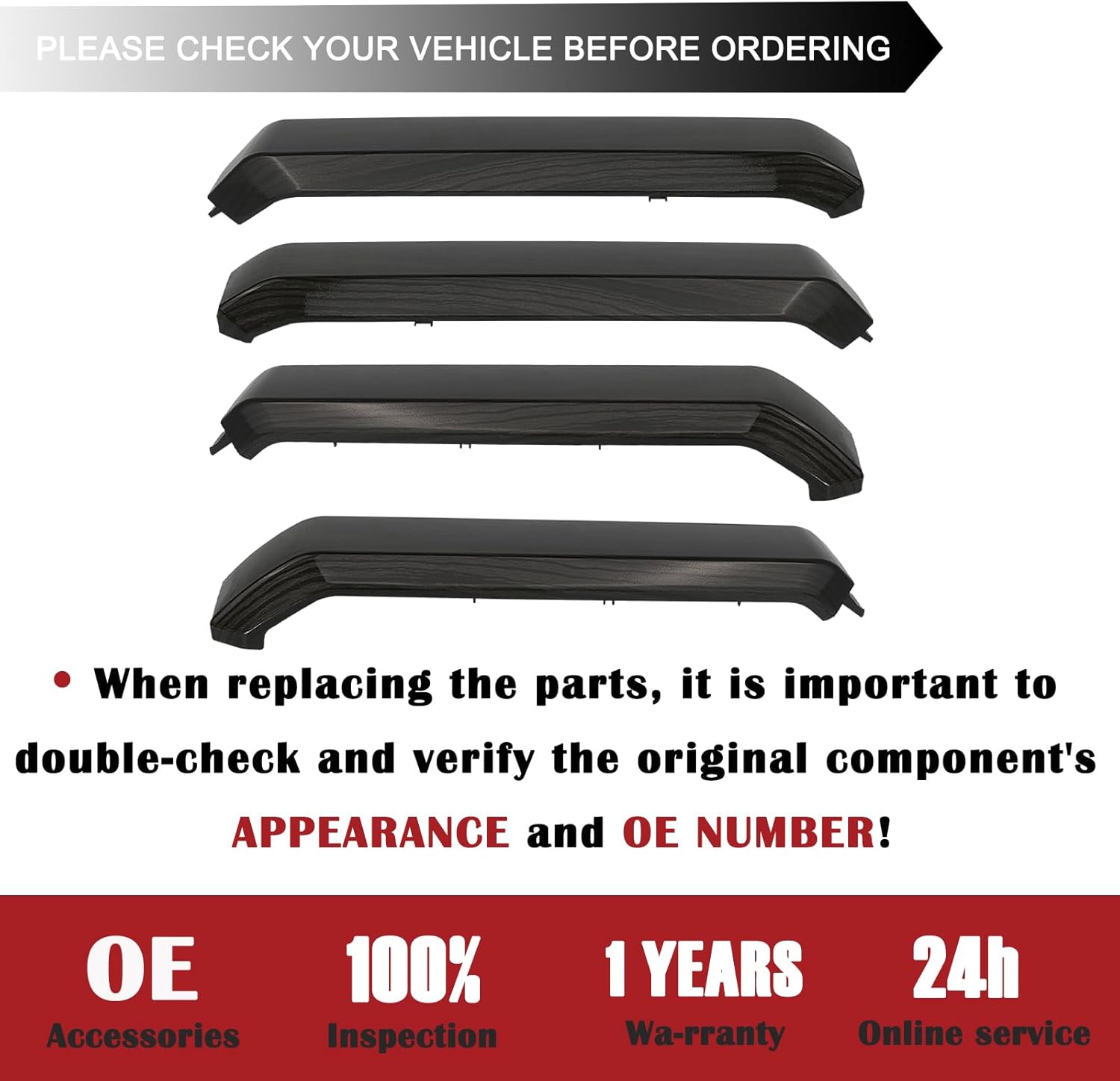 TQPONLY Interior Inner Door Handle Cover Trim | Fits 2015-2020 Ford F150 SuperCrew Truck Accessories Replacement | 1 Set Front and Rear Door Armrest Pull Handle (Black Wood Grain)