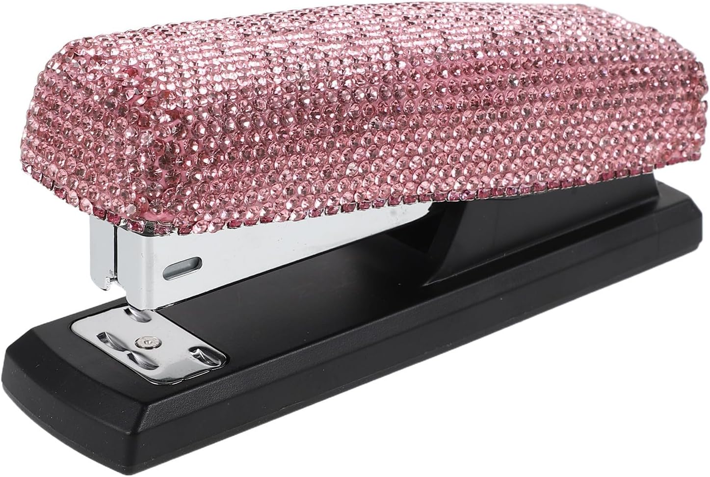 Pink Small Metal Stapler with Comfortable Grip and Sparkling Design, Handheld Stapler for Crafts and Office Desk Use, for Students and Office Workers in Art Studio or School