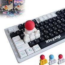 Keyboard Joystick Keycap, DIY 3D Printed Arcade Fighting Stick Adapter for WASD Keys, in-Game Movement Control Mod, Retro Joystick for Keyboard Attachment red White