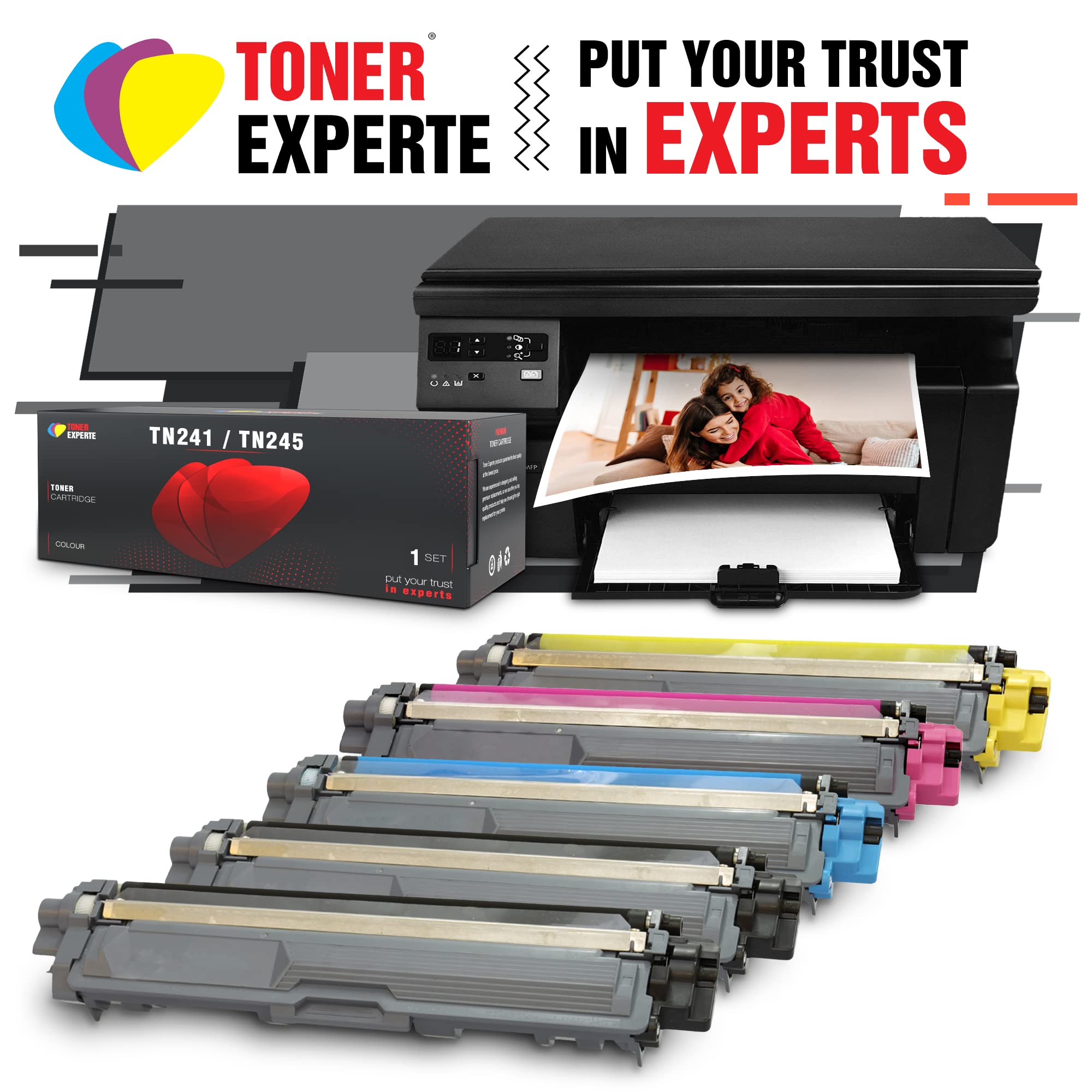 TONER EXPERTE TN241 TN245 Cartuchos de Tóner Reemplazo para Brother TN-241 TN-245 Toner Compatible para DCP-9015CDW HL-3140CW HL-3142CW MFC-9330CDW (5 Paquetes Negro Cian Magenta Amarillo)