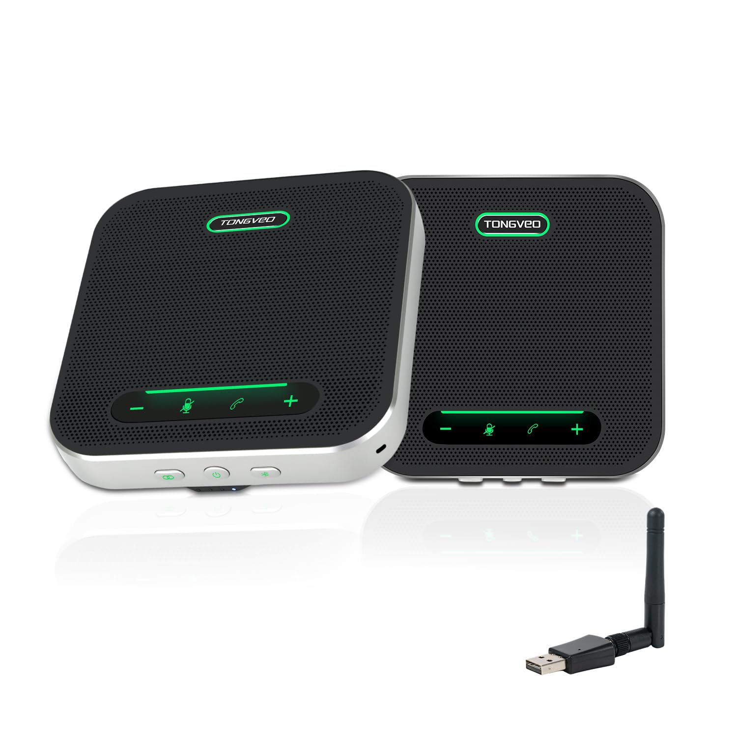 Bluetooth Konferenzlautspreche mit Mikrofon Set, 2pcs lautspreche mit Dongle, Drahtlose Erweiterungstechnologie, 12m Entfernung mit bis zu 20 Personen, für Große mittlere und kleine Besprechungen