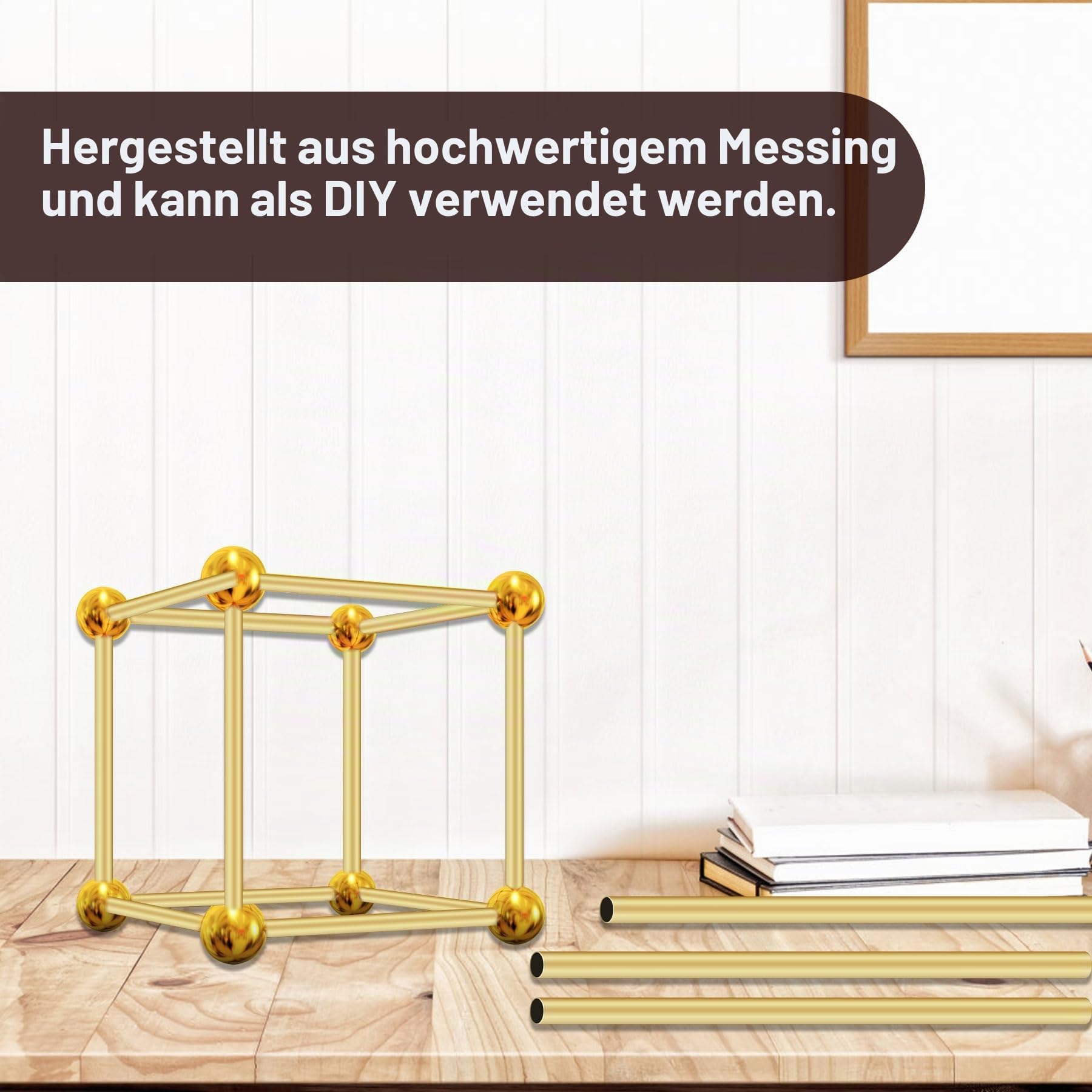 Messing-Rundrohr-Set, 6 Stück, nahtlos, gerade, 5 mm, 6 mm, 7 mm, 8 mm, 9 mm, 10 mm Außendurchmesser x 0,3 mm Wandstärke, 300 mm Länge, Messingrohre für Heimwerker, Handwerk