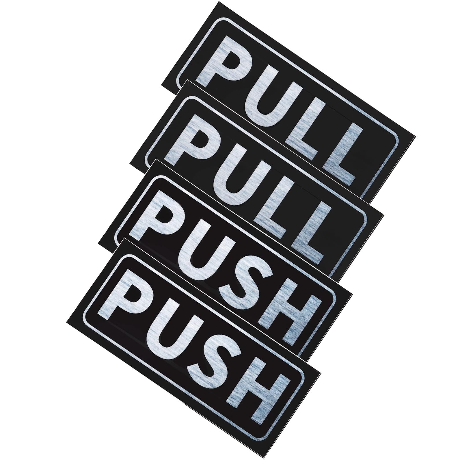 TOP-VIGOR 2Sets Push Pull Door Sign, 2"x5" PVC Self-Adhesive Waterproof Horizontal Pull Push Sticker Sign for Office Store Shop Glass Door, Silver