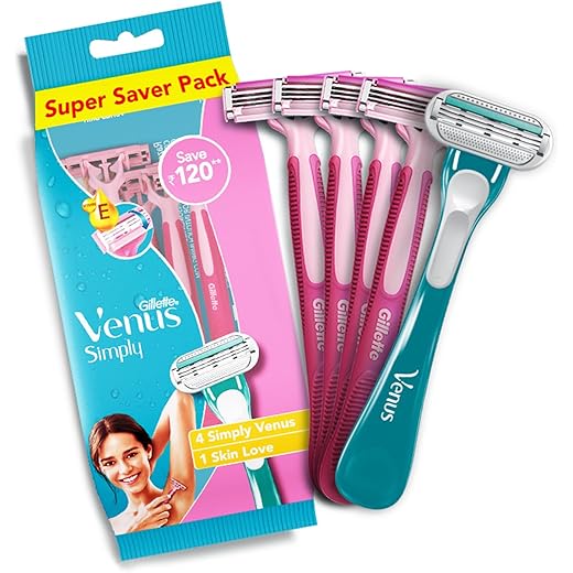 Gillette Venus Simply Venus Pink Hair Removal for Women - 5 razors (B4G1) Gillette Venus Simply Venus Pink Hair Removal for Women - 5 razors (B4G1)