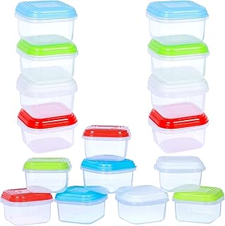 ARSUK Baby Food Containers (4oz/120ml, 16 Pack) - Small Plastic Containers with Lids - Toddler Snack Containers - Reusable Freezer Safe Food Storage Jars - BPA-Free, Leakproof & Microwave Safe