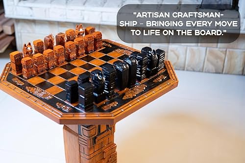 Miniatura 8 de Juego de ajedrez de madera de lujo tallado a mano, tablero de madera de roble de primera calidad, piezas decorativas y artesanales, regalo único,