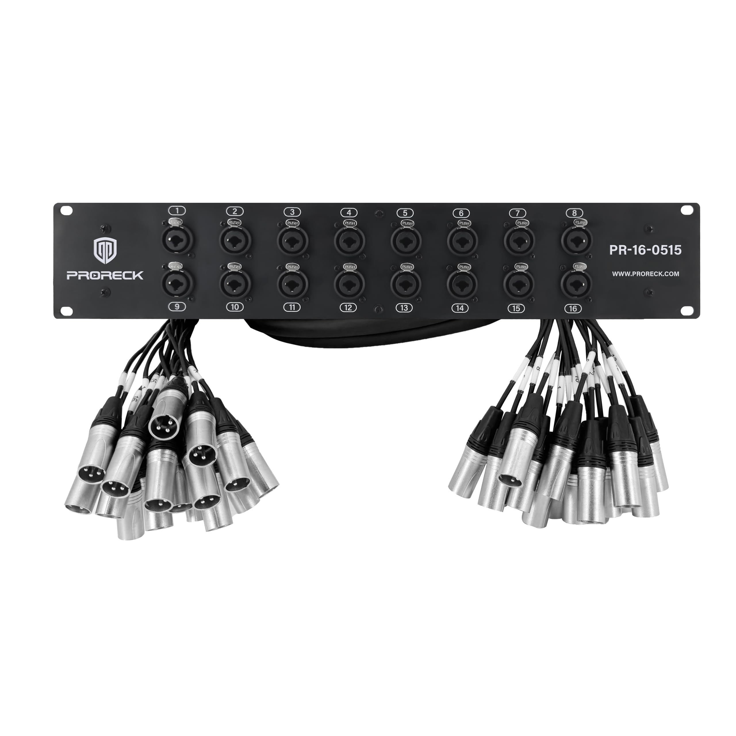 PRORECK Câble répartiteur XLR TRS XLR à montage en rack, convient pour live, enregistrement, scène, studio (1,5 m x 4,6 m - 16 canaux) PR-16-0515