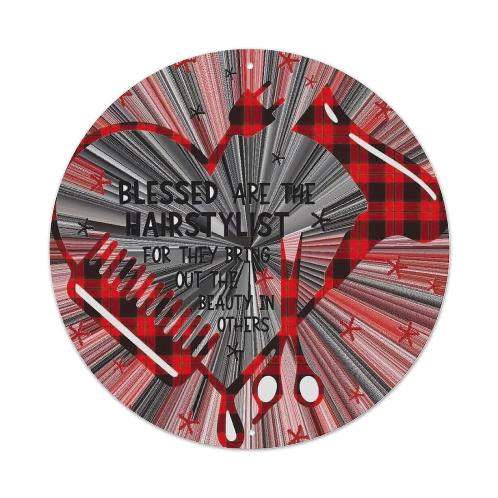 Heart Shape With Plaid Pattern Metal Tin Sign