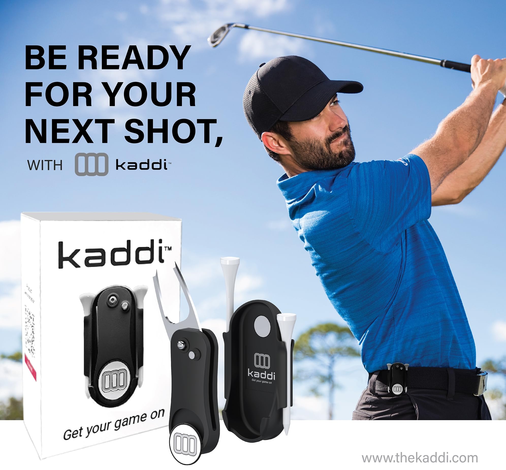 Clip Wipes Switchblade Golf Divot Tool & 5 Personalized Letter (A to Z) Ball Markers (Blue-S)