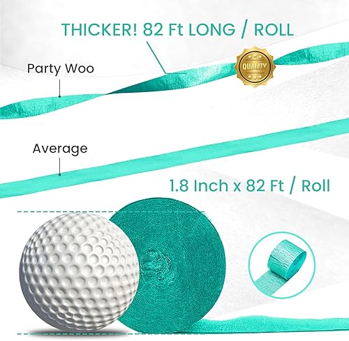 Miniatura 3 de PartyWoo Serpentinas de papel crepé, 4 rollos de 328 pies, paquete de papel crepé verde menta para decoraciones de fiestas, decoraciones de boda,