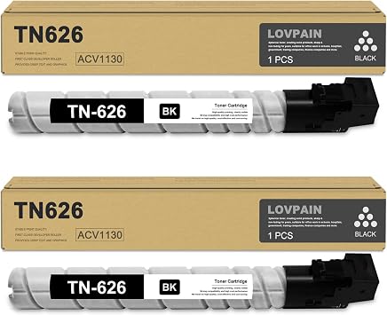 TN-626 TN626 Black Toner Cartridge 2 Pack - TN626K Toner Cartridge Up to 25,800 Pages Replacement for Konica Minolta bizhub C450i C550i C650i Printer, ACV1130 Black