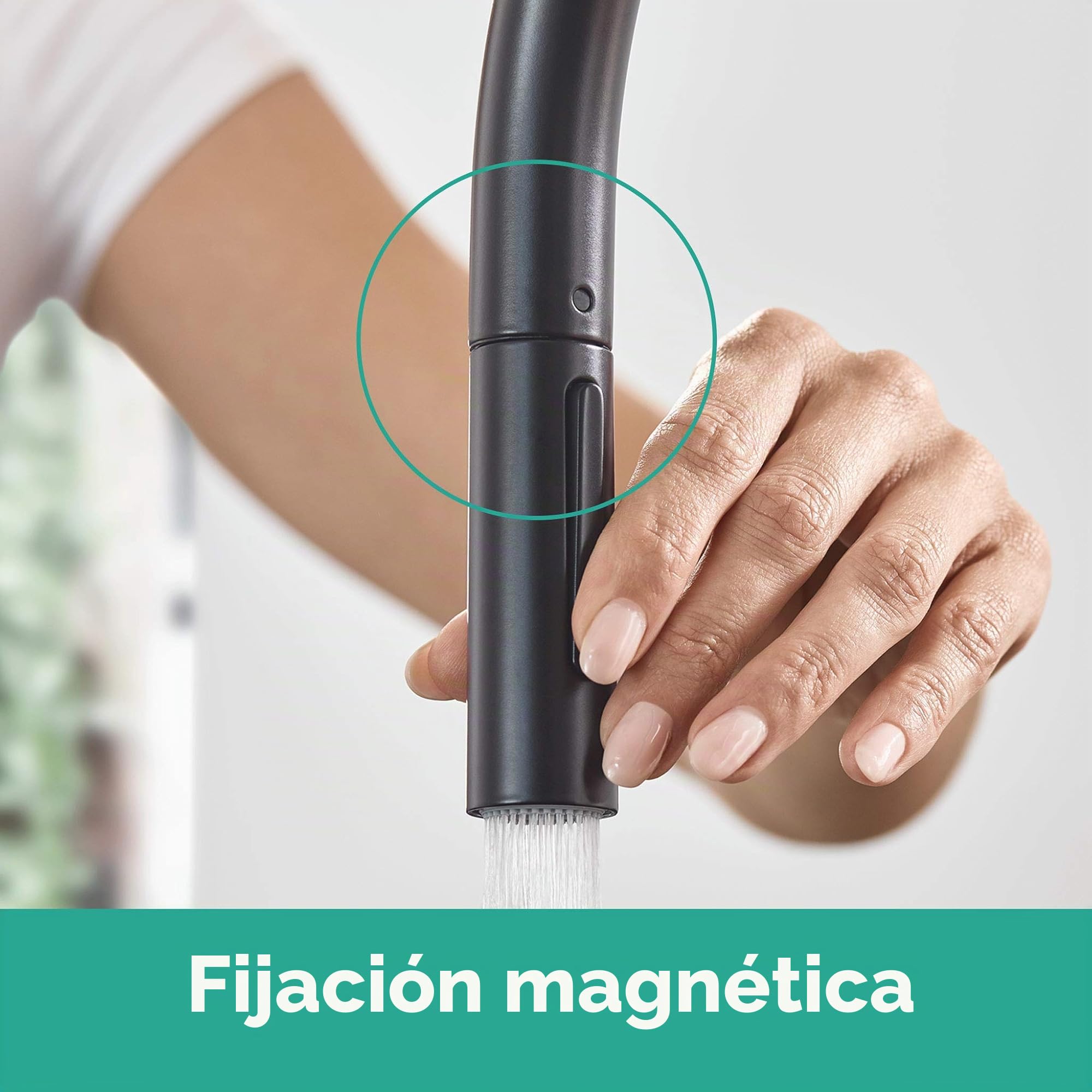 hansgrohe Talis M54 - grifo de cocina con ducha extraíble, 2 tipos de chorro, altura del caño 210 mm, grifo cocina fregadero con caño giratorio, negro mate, 72800670