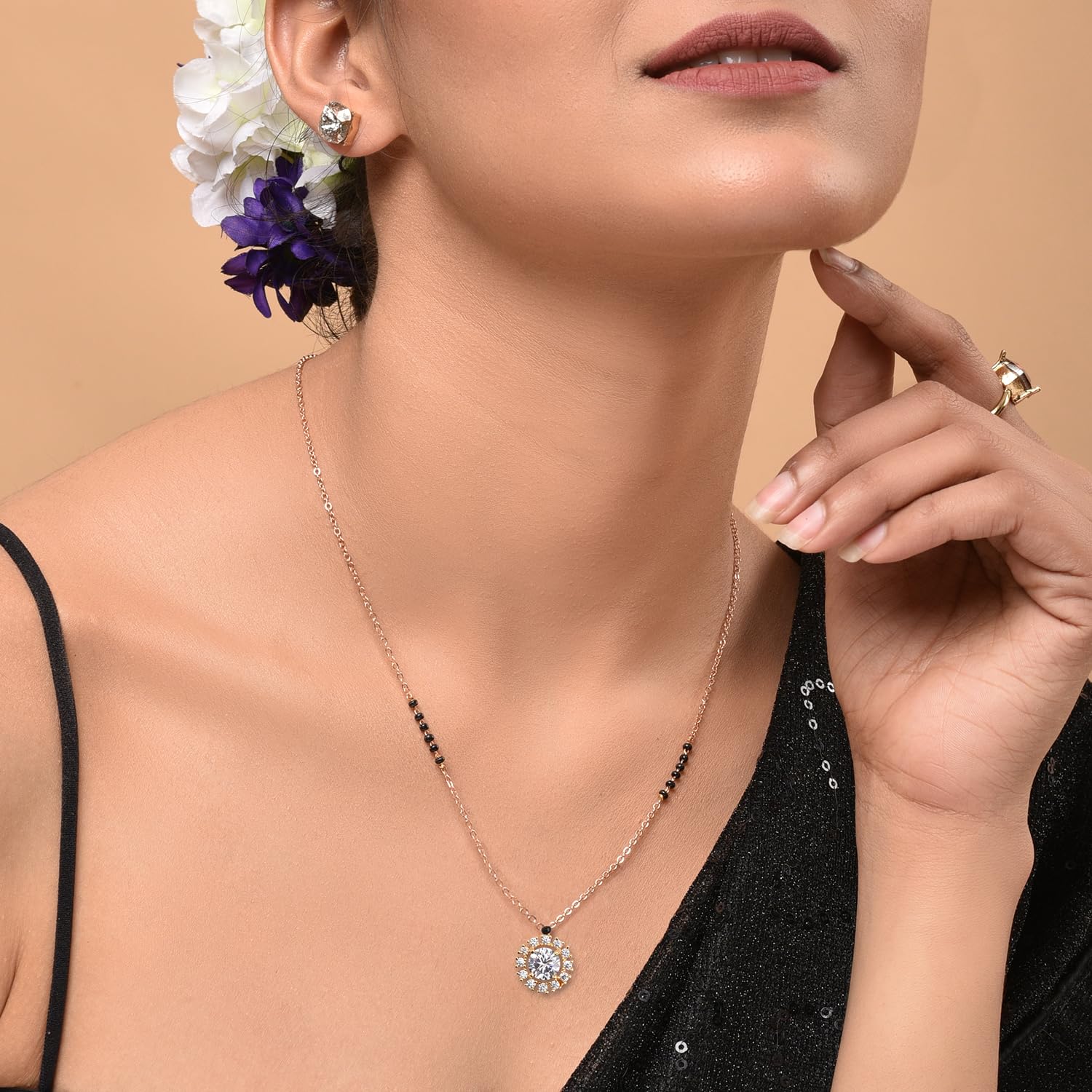 Mangalsutra Pendant Set for Him & Her with American Diamond & Traditional Beads