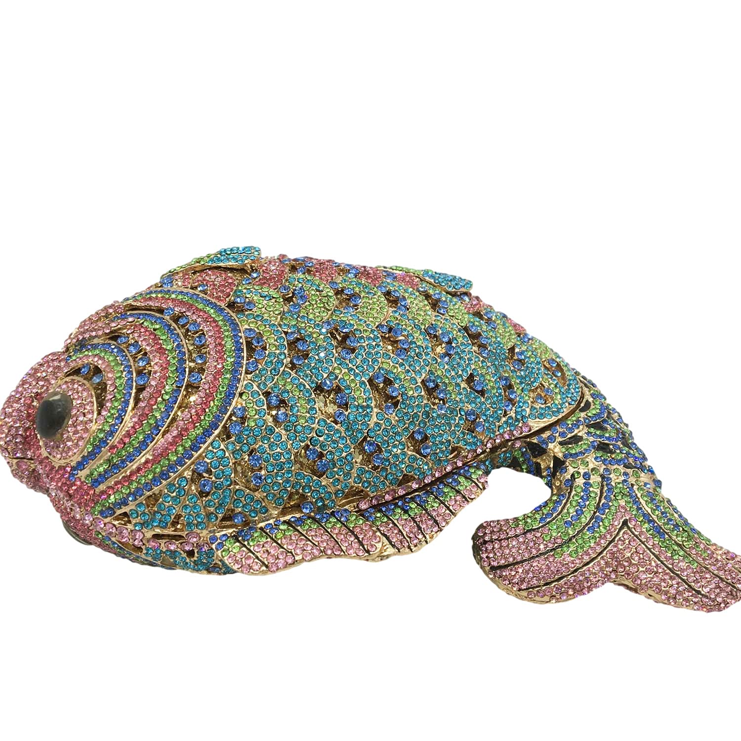 Boutique De FGG Lovely Mini Fish Rhinestones Handbags Minaudiere Crystal Clutch