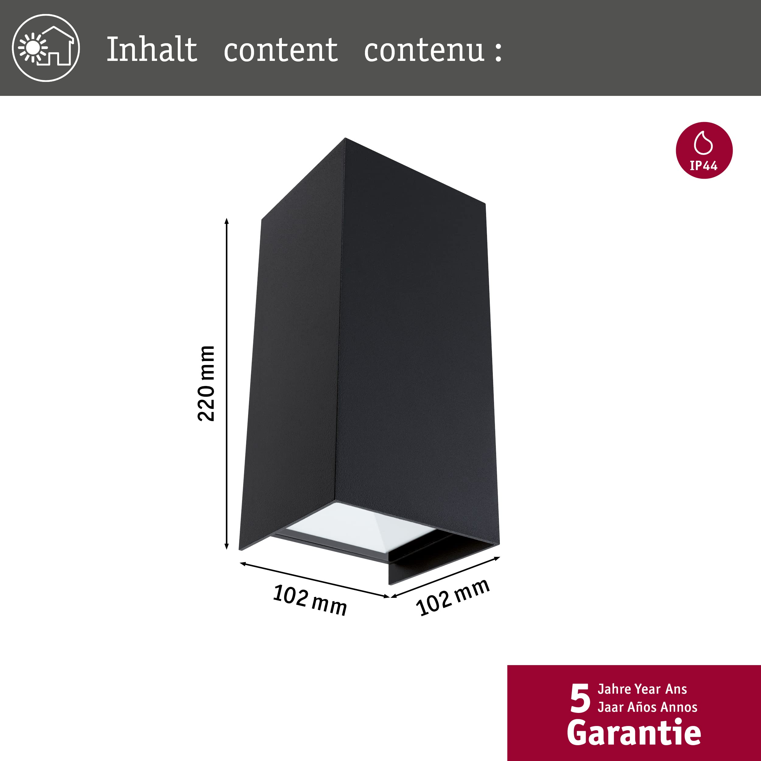 Paulmann 94325 - Set di 2 lampade LED per esterni Flame IP65, luce bianca calda, rettangolare, incl. 2 x 5,8 Watt, illuminazione per esterni, in alluminio, 3000 K