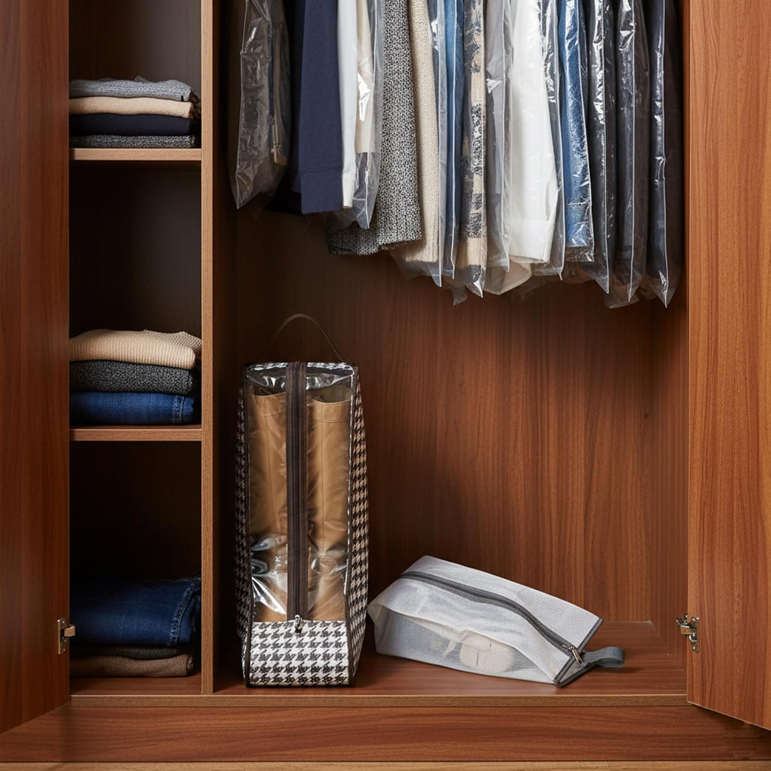 3Pcs Boot Storage, 2pcs tall Boot Bag and 1pcs Travel Shoe Bag with Zipper Closurefor, Cowboy Portable Short Boots and Tall Boots Storage or Protector Bag Shoe - Image 6