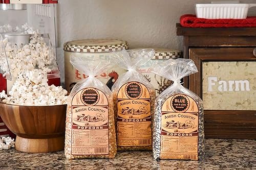 Miniatura 14 de Amish Country Popcorn Bolsas de 3-2 libras Juego variado de arpillera de 6 libras Blanco medio - Amarillo medio - Granos de palomitas de maíz