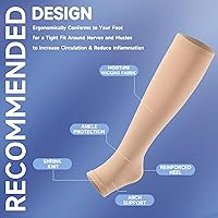 Vista 2 de bropite Calcetines de compresión sin dedos para mujeres y hombres, 2 pares de calcetines de compresión de punta abierta, soporte de 15-20mmHg