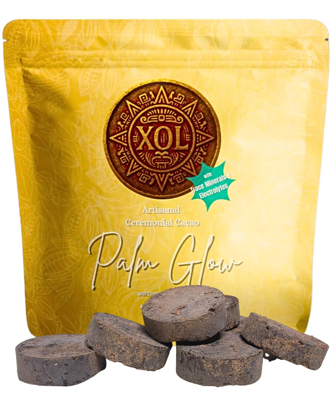 Ceremonial Cacao – Lightly Sweetened with Organic Coconut Palm Nectar – Whole-Bean, Untempered & Low-Temperature Processed – Small-Batch, Stone-Ground Artisan Cacao for Energy, Clarity, Focus & Flow – 1 lb | XOL Palm Glow